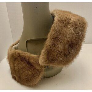 Vtg. Mink Collar for Coat Sweater Brown 25" Long Silk Lining
